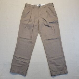 Lands End Traditional Fit Men's Chino Pants Khaki Size 32 Straight Flat Front